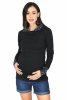 MijaCulture – 3 in1 maternity hoodie, for breastfeeding and after „Neli” M007 black /stars